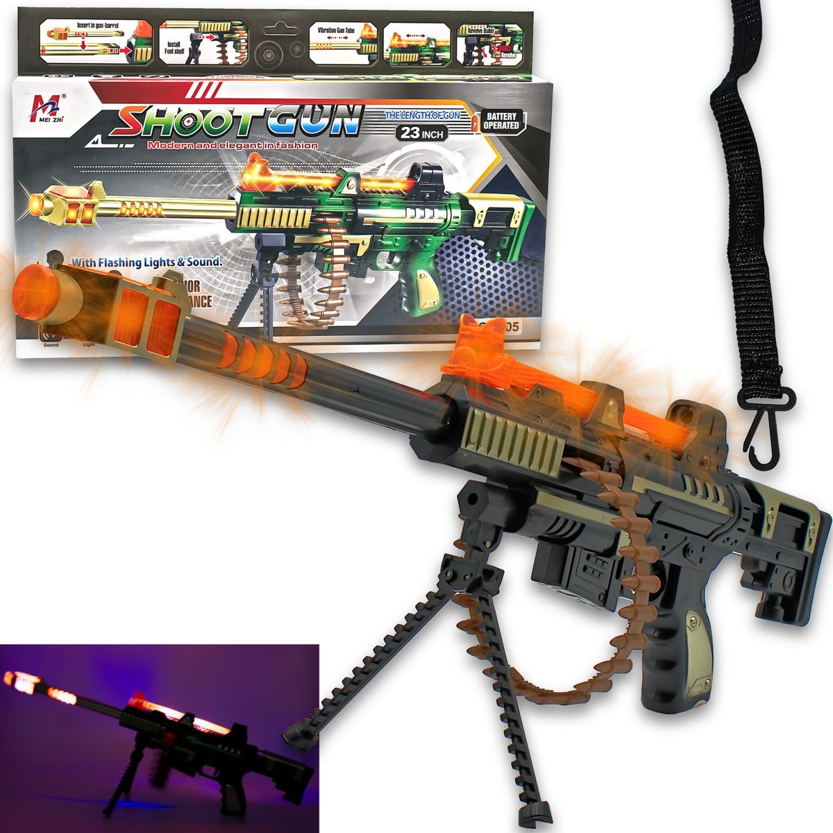 Karabi zabawkowy światło dźwięk podpórka duży