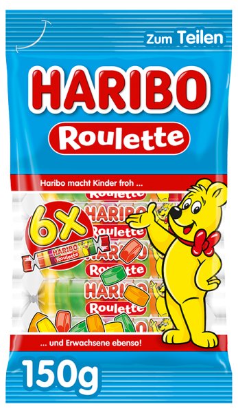Haribo, żelki owocowe Roulette, mix smaków, 150g, 6 sztuk