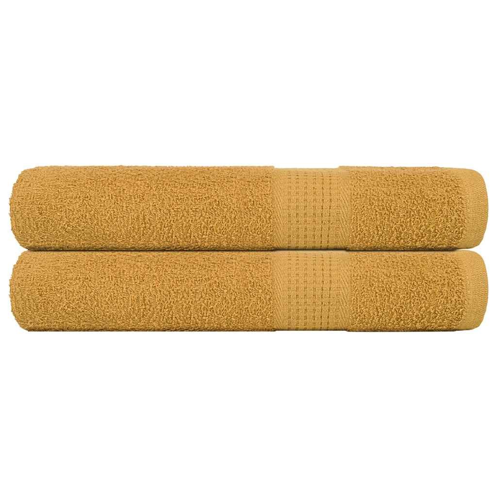vidaXL Ręczniki 2 szt. Złoty 100x200 cm 360 gsm 100% bawełna