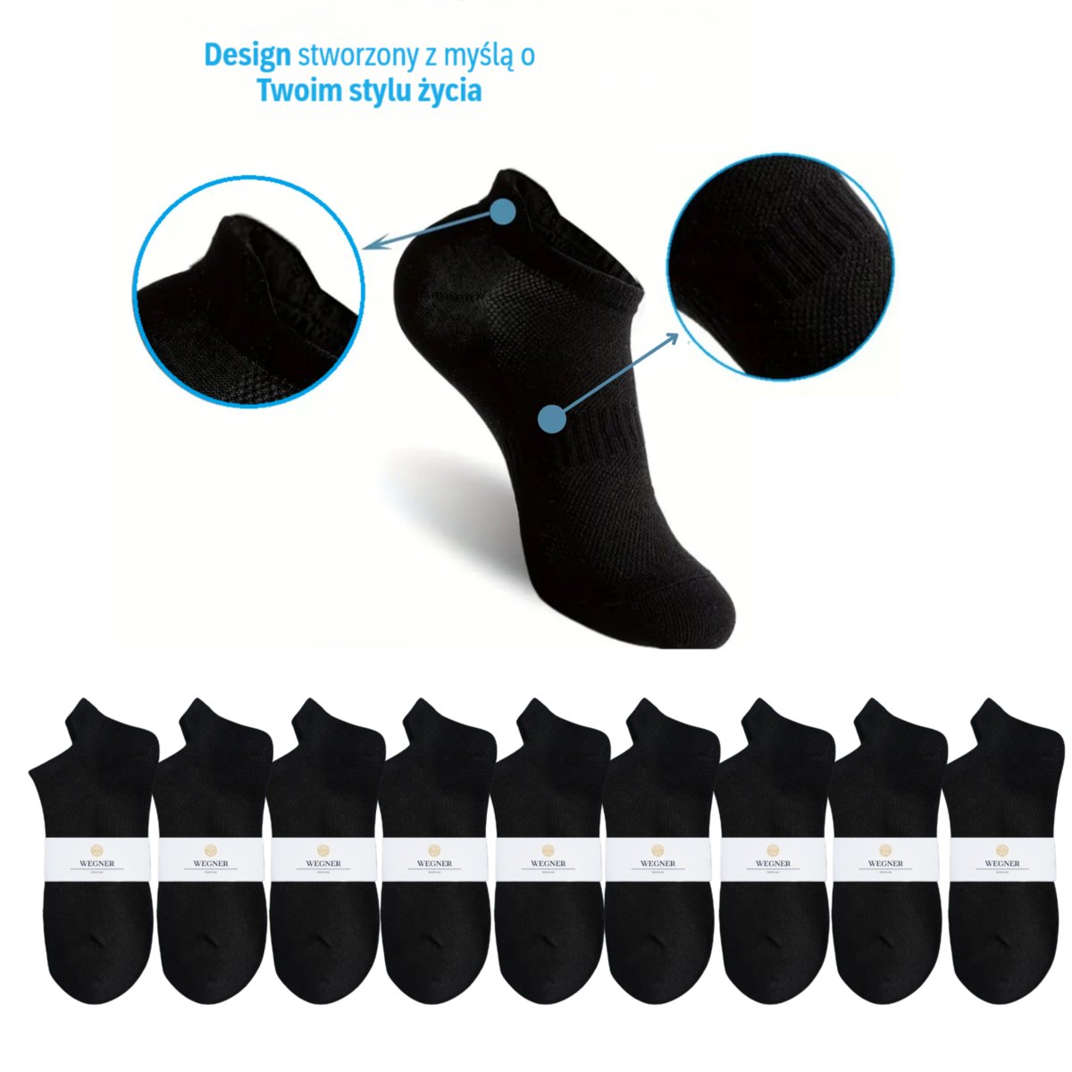 ZESTAW 10 PAR Bawełniane skarpetki stopki sportowe 39-42