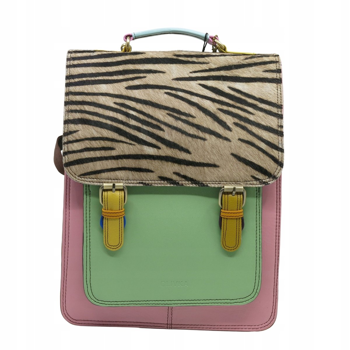 Plecak skórzany damski torebka 2w1 elegancki pojemny mieści A4 OLIVKA