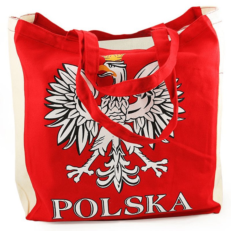 Torba na zakupy płócienna czerwona z orłem POLSKA