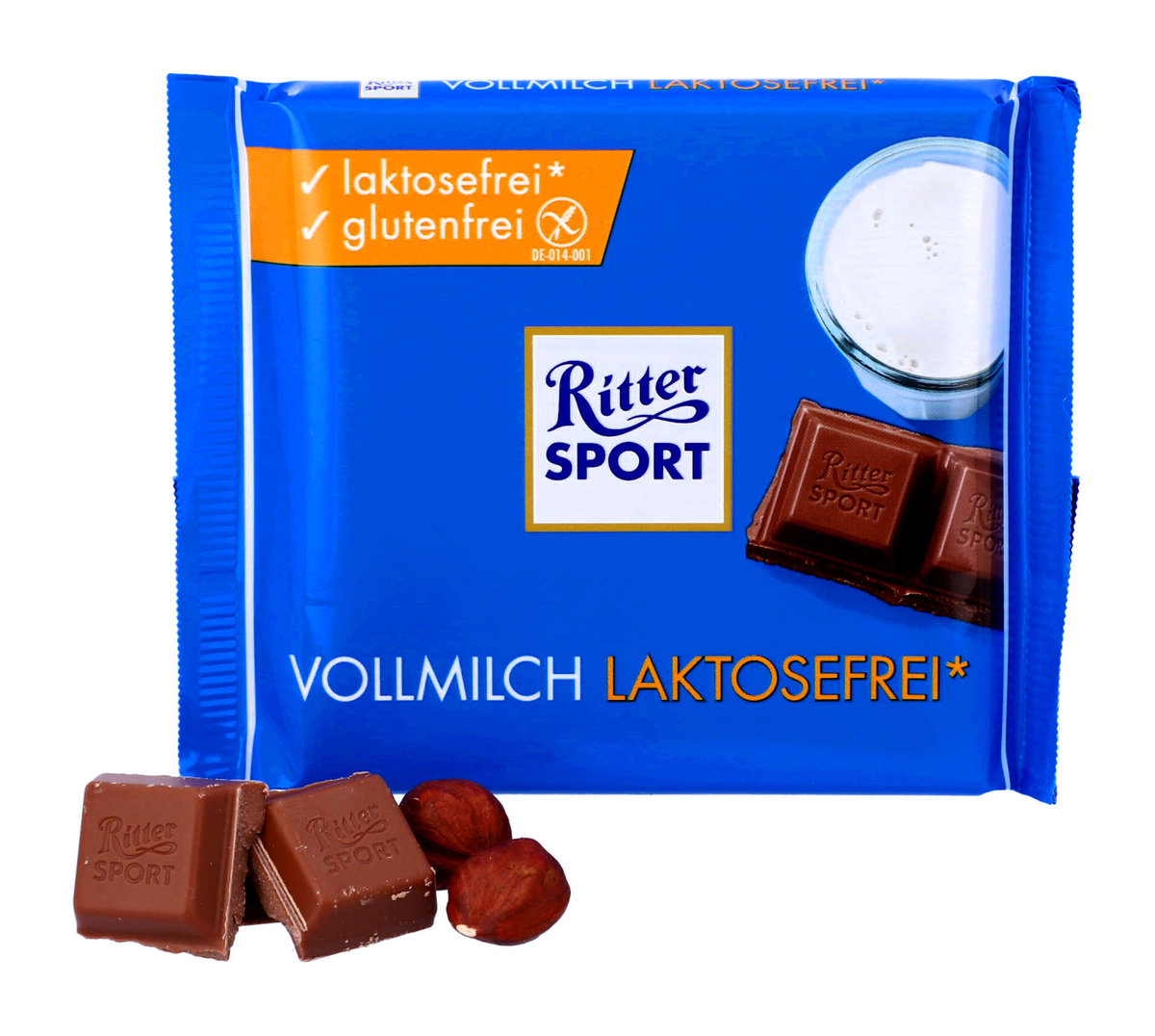 Ritter Sport, czekolada mleczna bez laktozy, pełne mleko, 100g