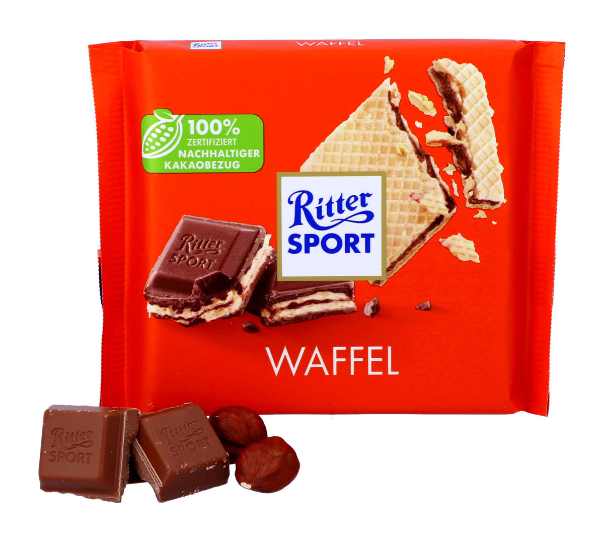 Ritter Sport, czekolada mleczna, z wafelkami, 100g