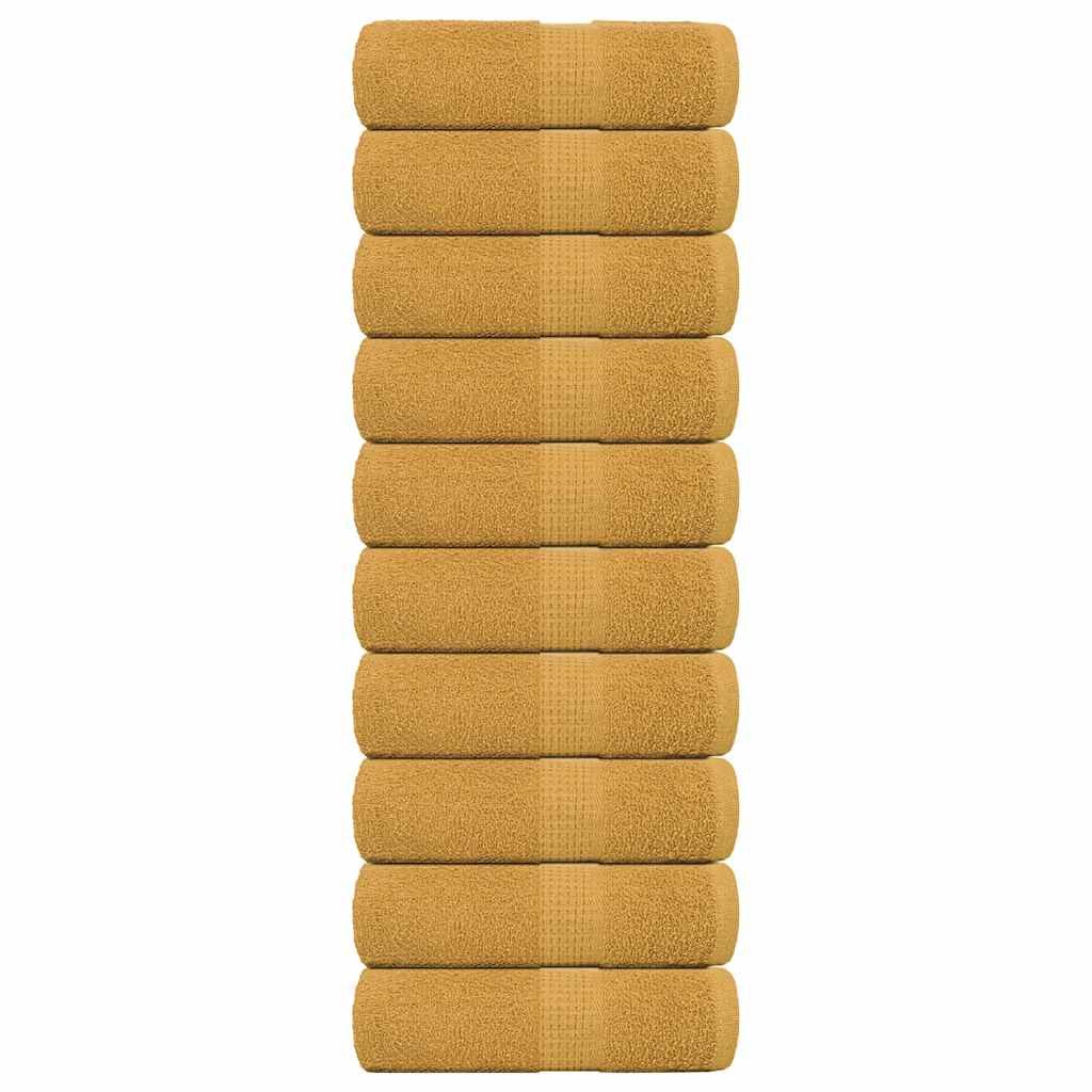 vidaXL Ręczniki mydlane 10 szt. Złote 30x30 cm 360 gsm 100% bawełna