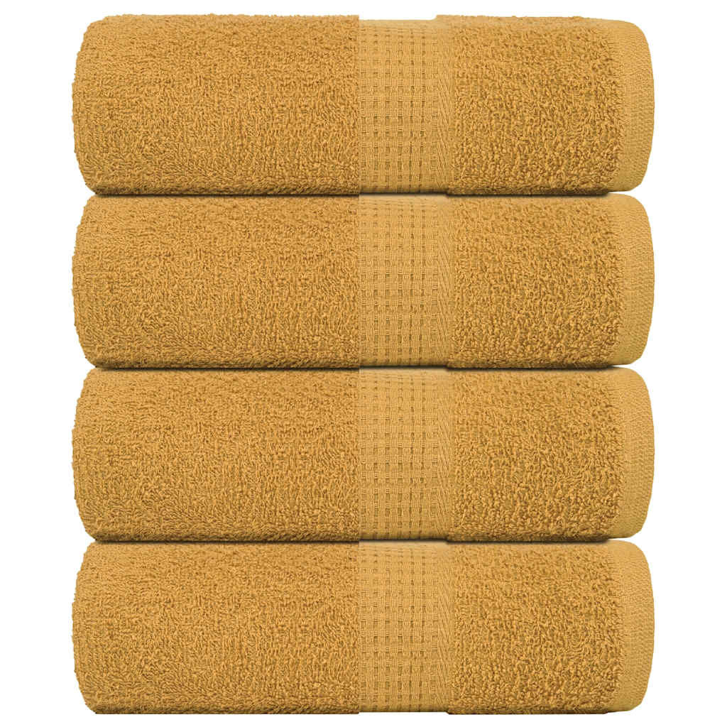 vidaXL Ręczniki mydlane 4 szt. Złote 30x30 cm 360 gsm 100% bawełna