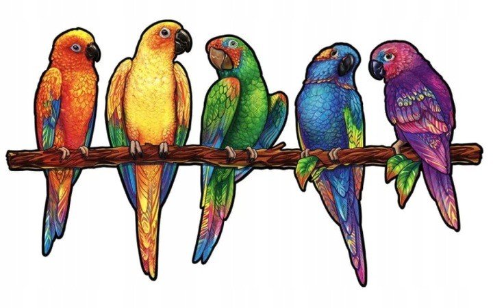 Puzzle Drewniane Dla Dorosłych Kolory Figlarne Papugi