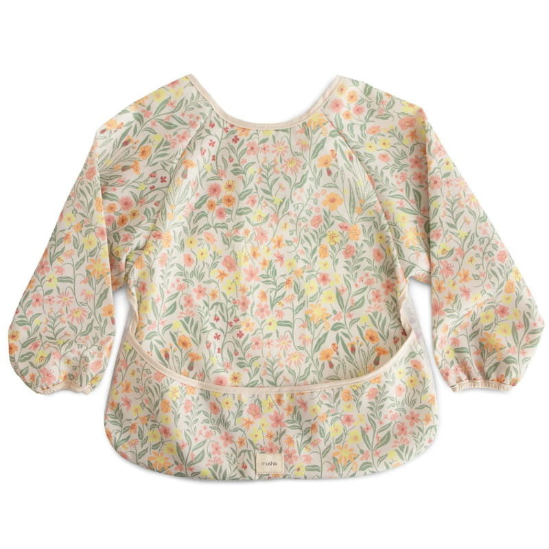 Wodoodporny śliniak z długim rękawkiem Pastel Blooms, Mushie