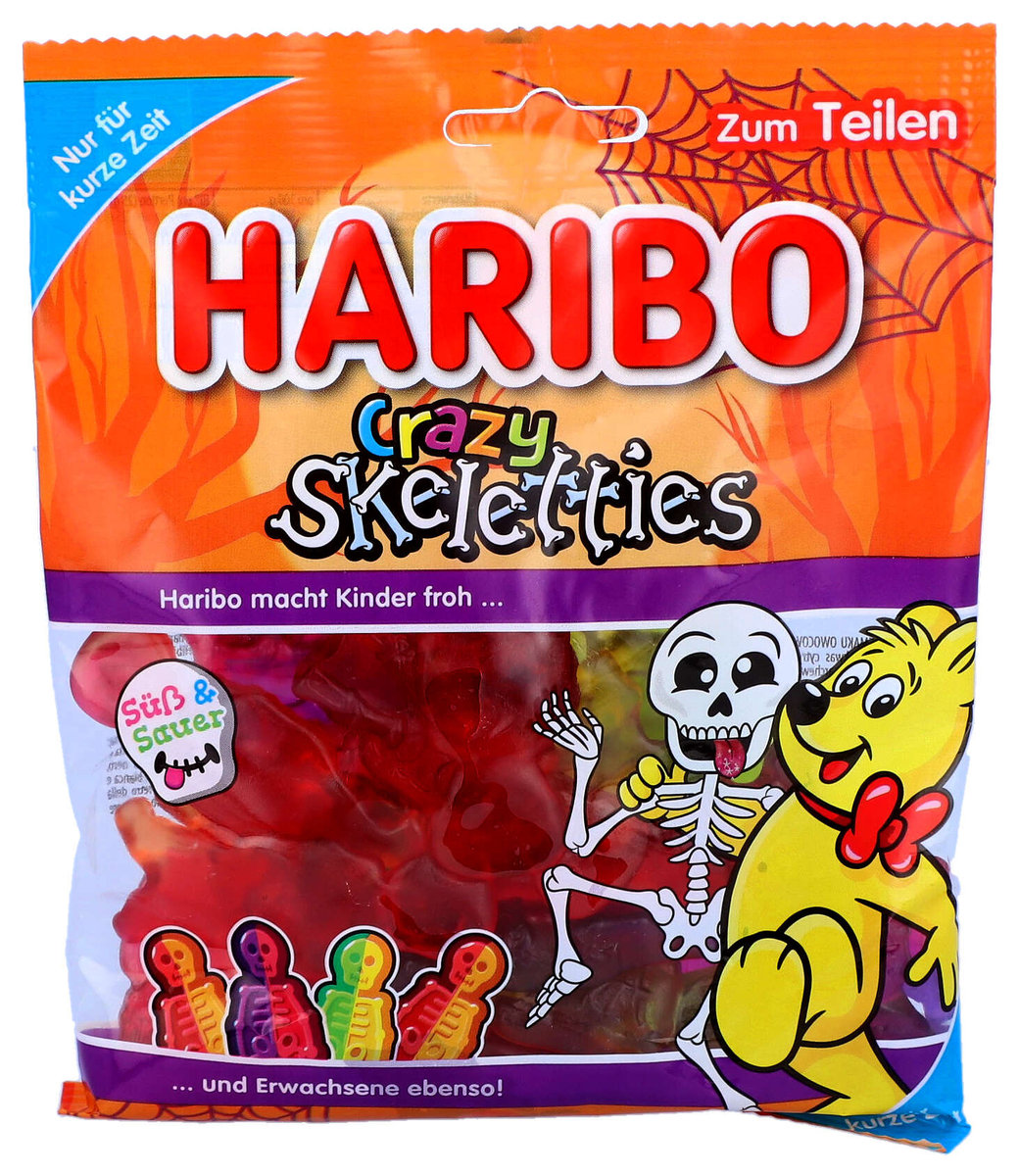 Haribo, żelki owocowe Crazy Skeletties, mix smaków, 160g