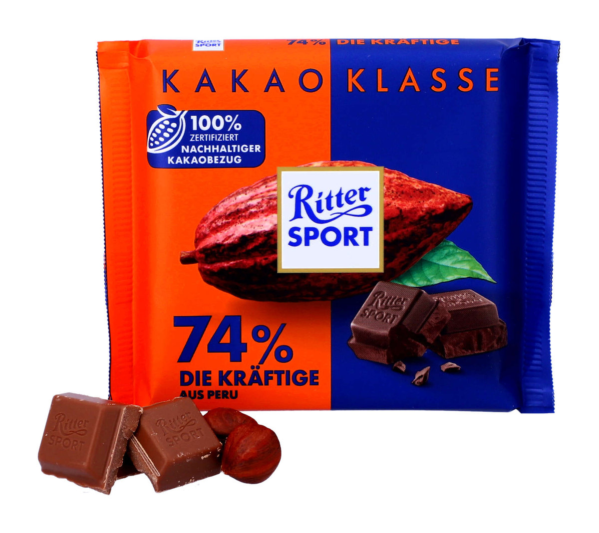 Ritter Sport, czekolada gorzka, 74% kakao, 100g