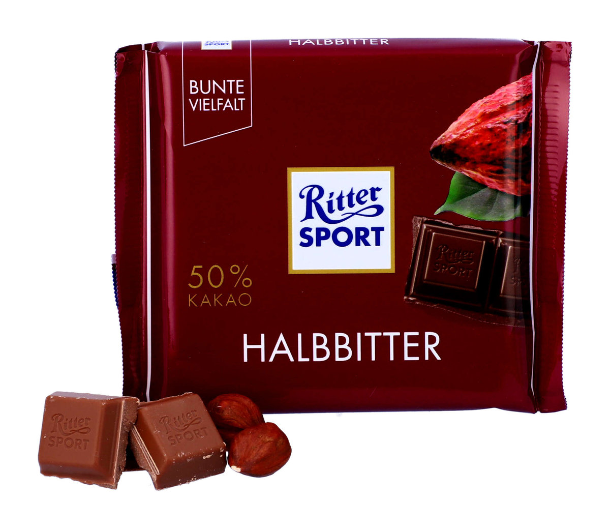 Ritter Sport, czekolada gorzka, 50% kakao, 100g