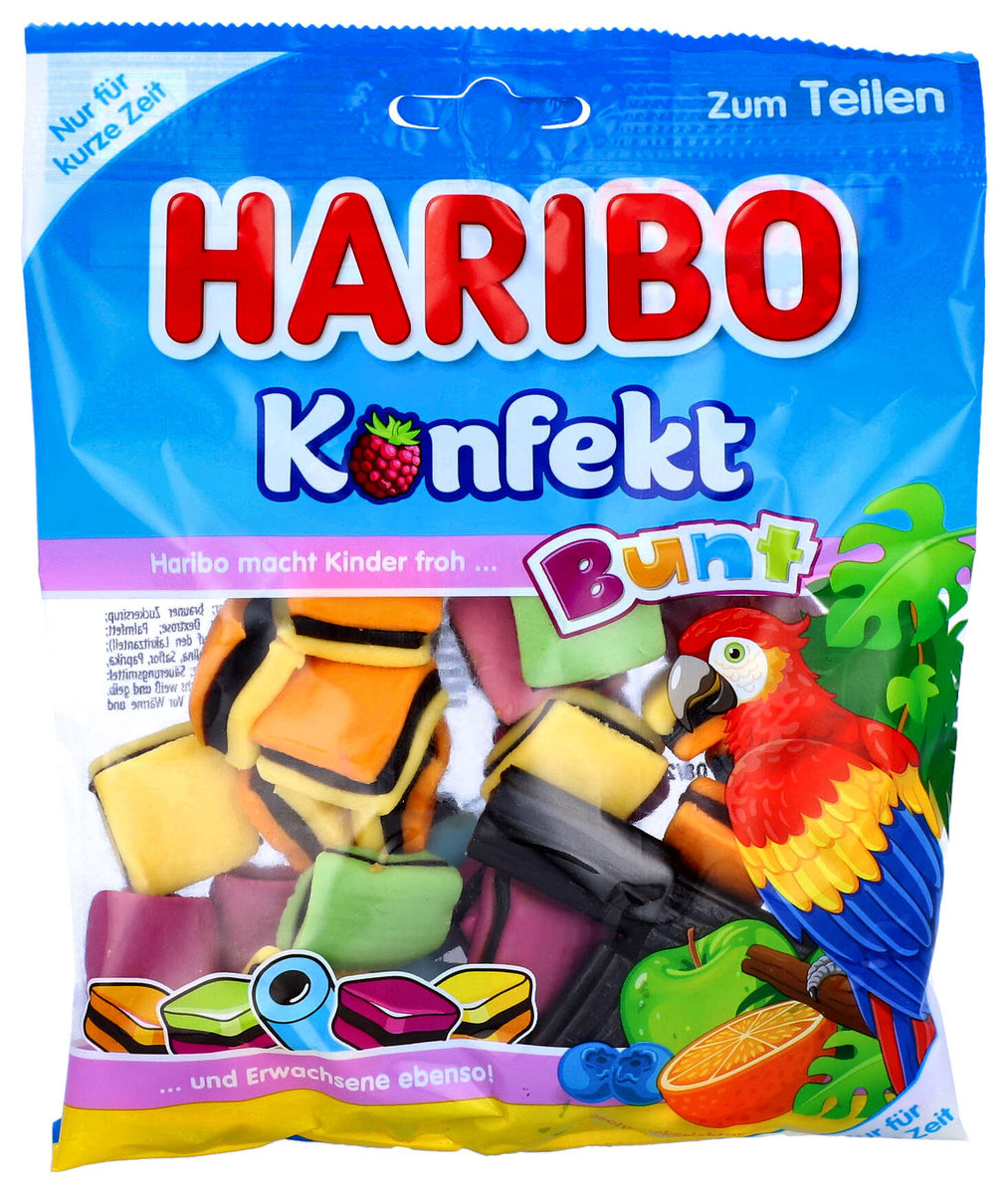 Haribo, żelki owocowe Konfekt Bunt, mix smaków z lukrecją, 175g