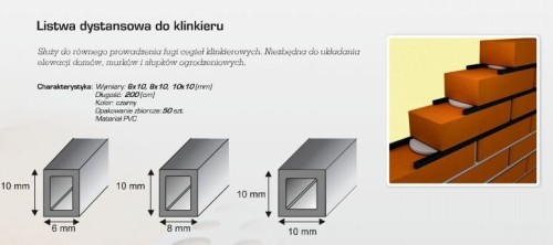 Un Listwa Dystansowa Do Cegły Klinkierowej 8*10Mm 2Mb SL L8*10 1000001018485