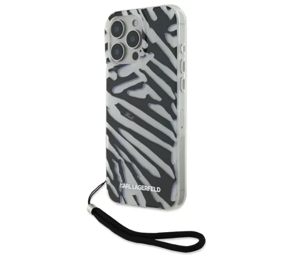 Karl Lagerfeld IML Zebra Pattern & Cord iPhone 16 Pro Czarny