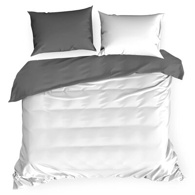 Euro Firany Pościel 180 x 200 3cz Satynowa Nova3 Biały+ Stalowy 1219081