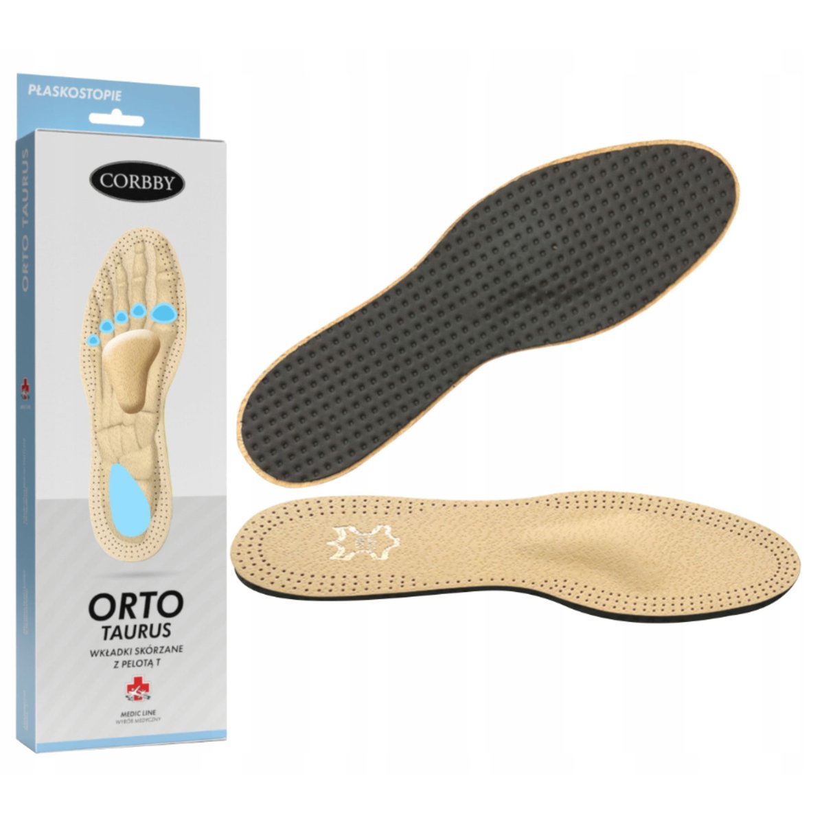 Wkładki do Obuwia Skórzana Medyczna Wkładka na Koślawy Paluch Para r. 43