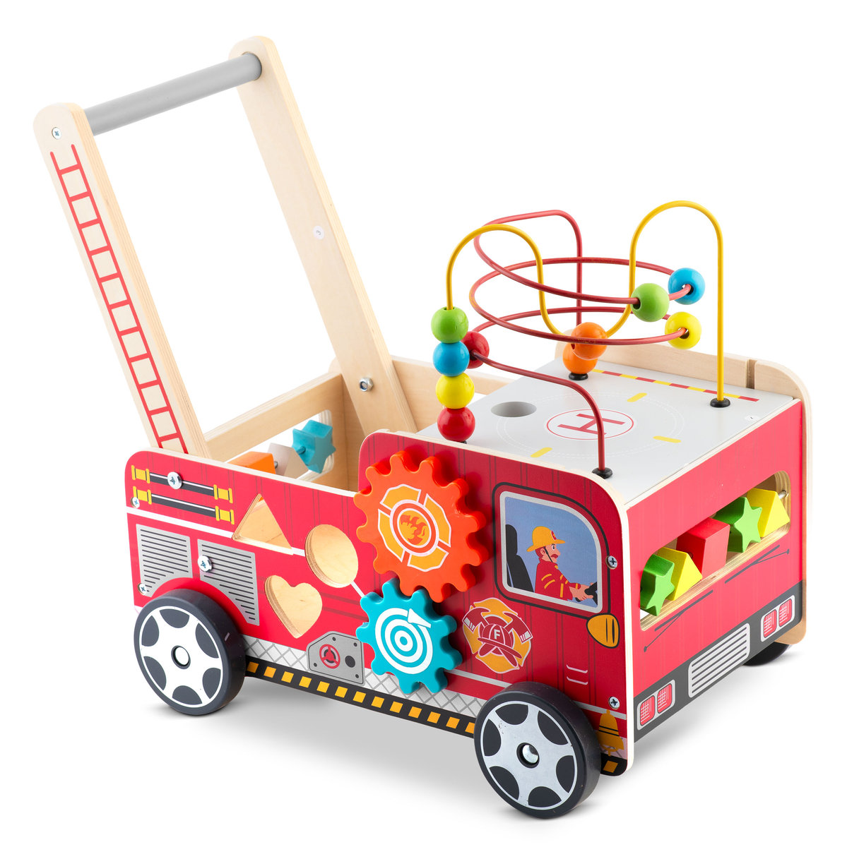 Chodzik pchacz drewniany dla dzieci straż pożarna Ricokids