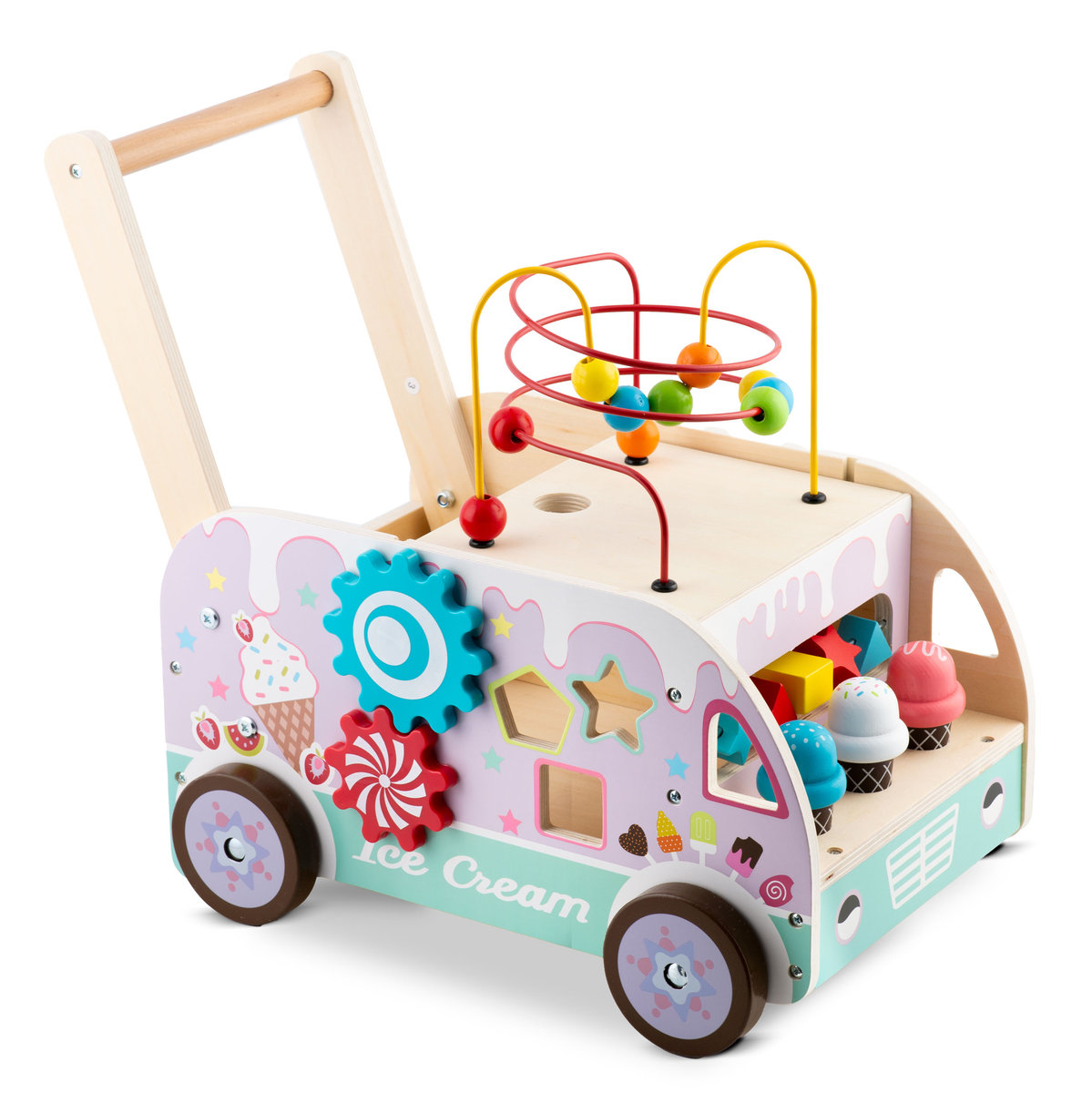 Chodzik pchacz drewniany dla dzieci budka z lodami Ricokids
