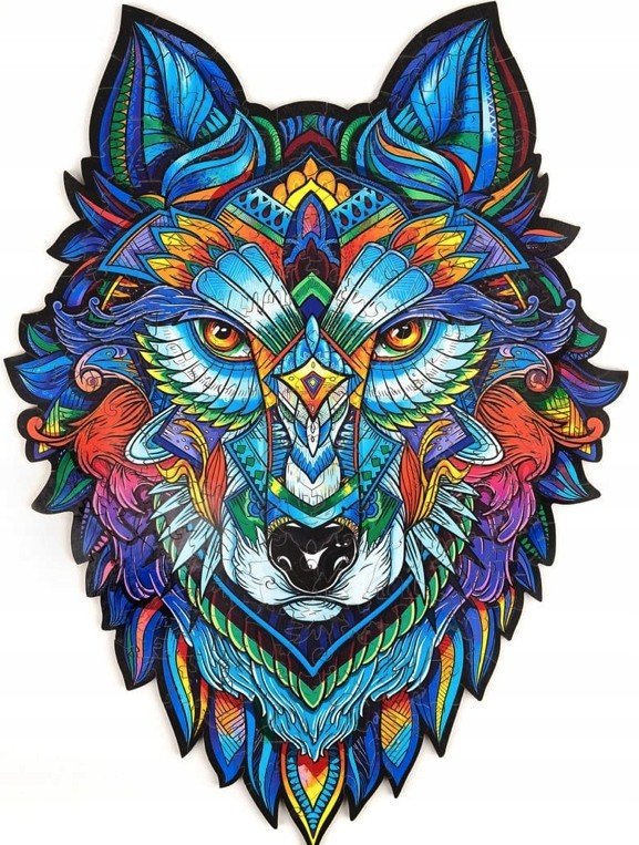 Puzzle Drewniane Dla Dorosłych Kolorowy Wilk