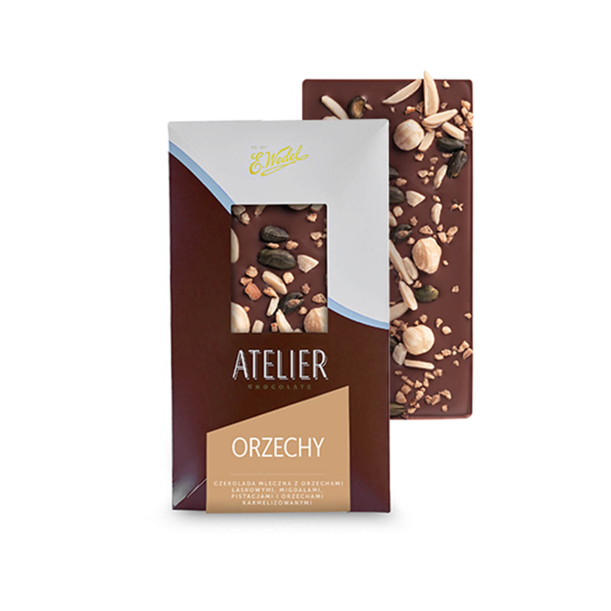 Czekolada ATELIER Mleczna z orzechami 85 g E.Wedel
