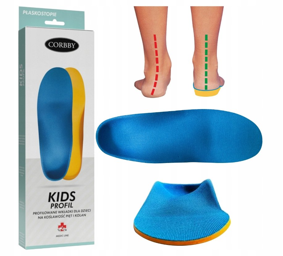 Wkładki do Butów Dziecięce Profilowana Wkładka Ortopedyczna Kids r. 32-33