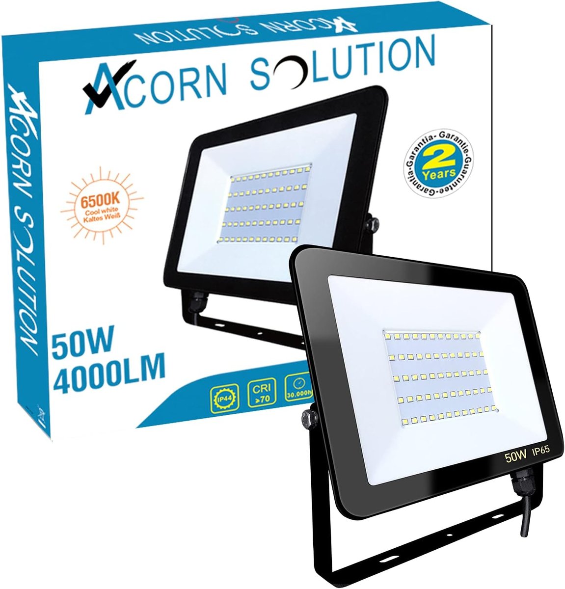 AcornSolution 50W  LED Floodlight IP65 Wodoodporny  Lampa Bezpieczeństwa