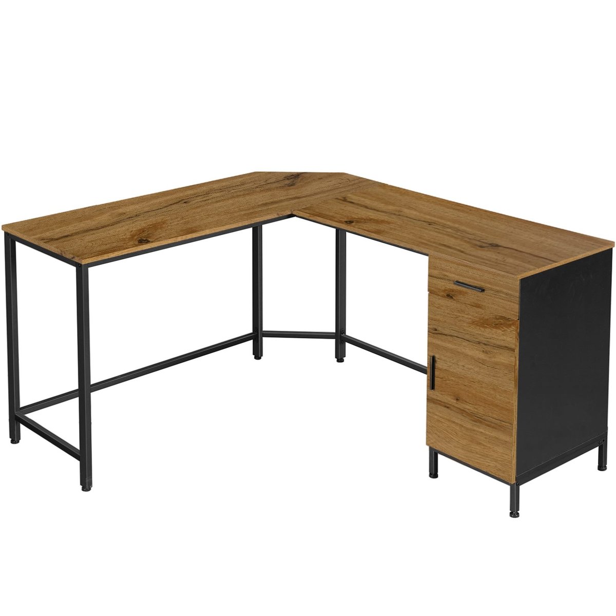 Biurko narożne duze ciemny brąz z szafką i szufladą olcha 150x137x75 VB1A Begryf