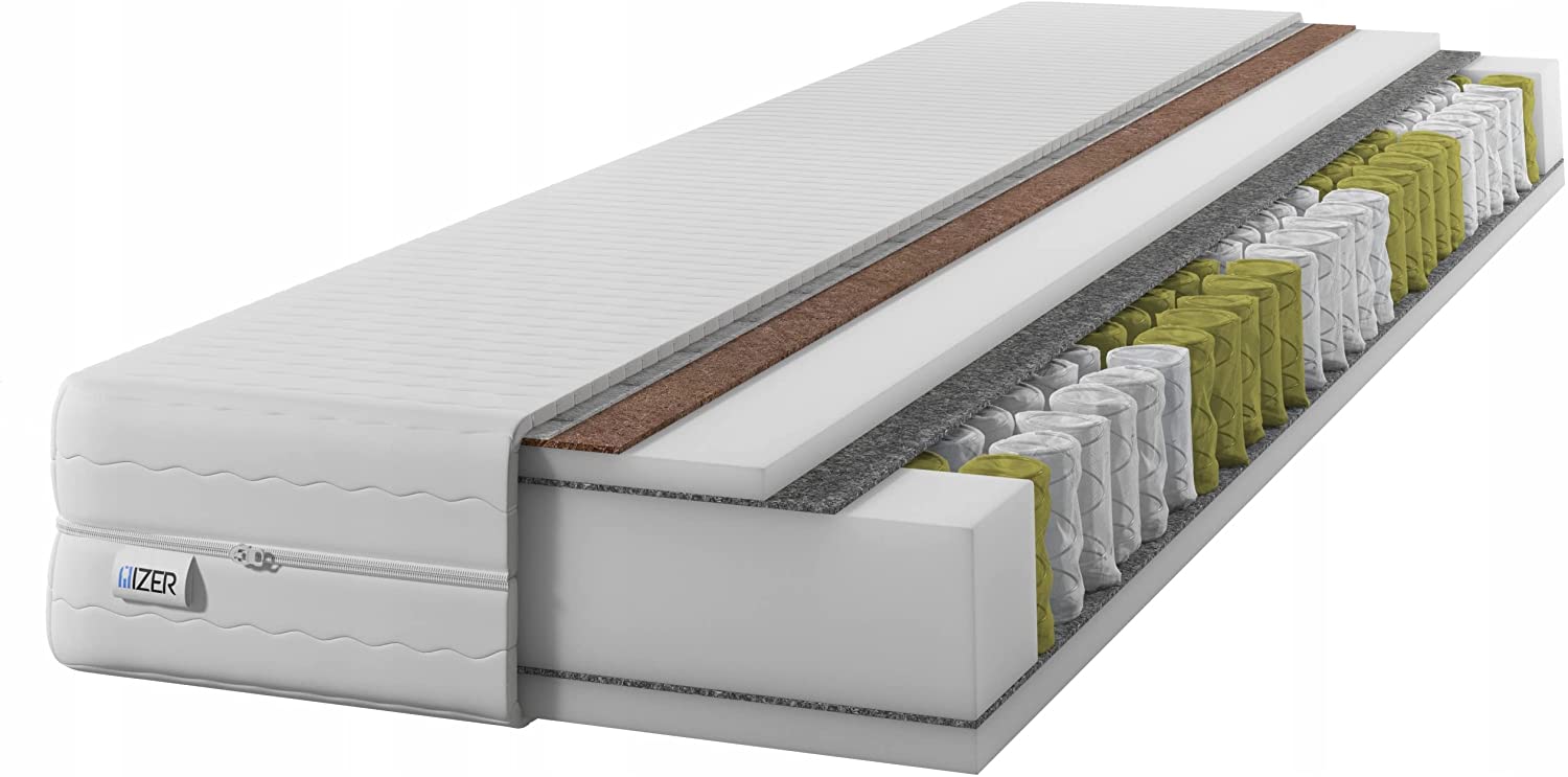 Materac 90x200 Kokos H3 H4 7 stref sprężynowy