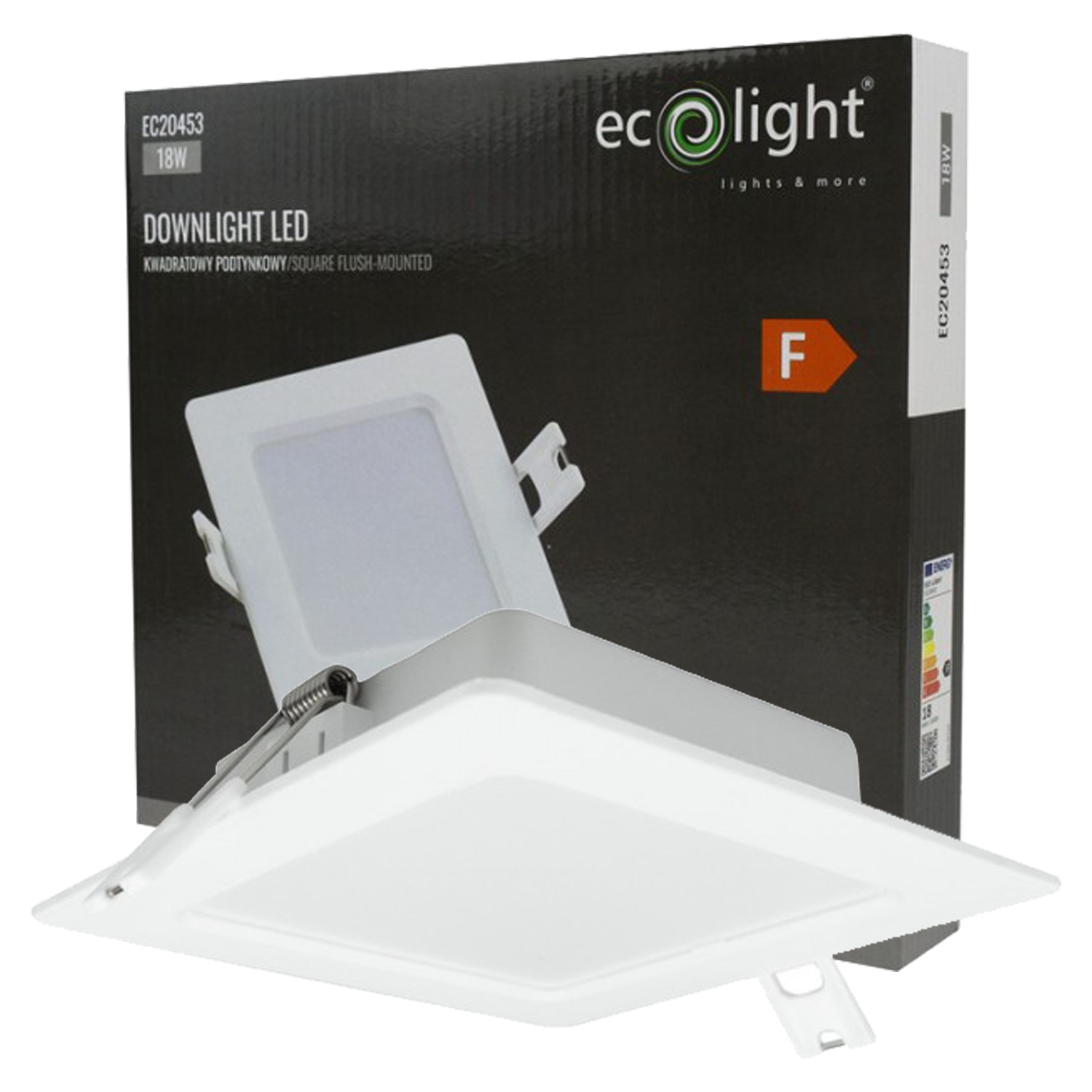 Panel Plafon Led Podtynkowy 18W Neutralny 4000K Ecolight 1980LM Kwadrat