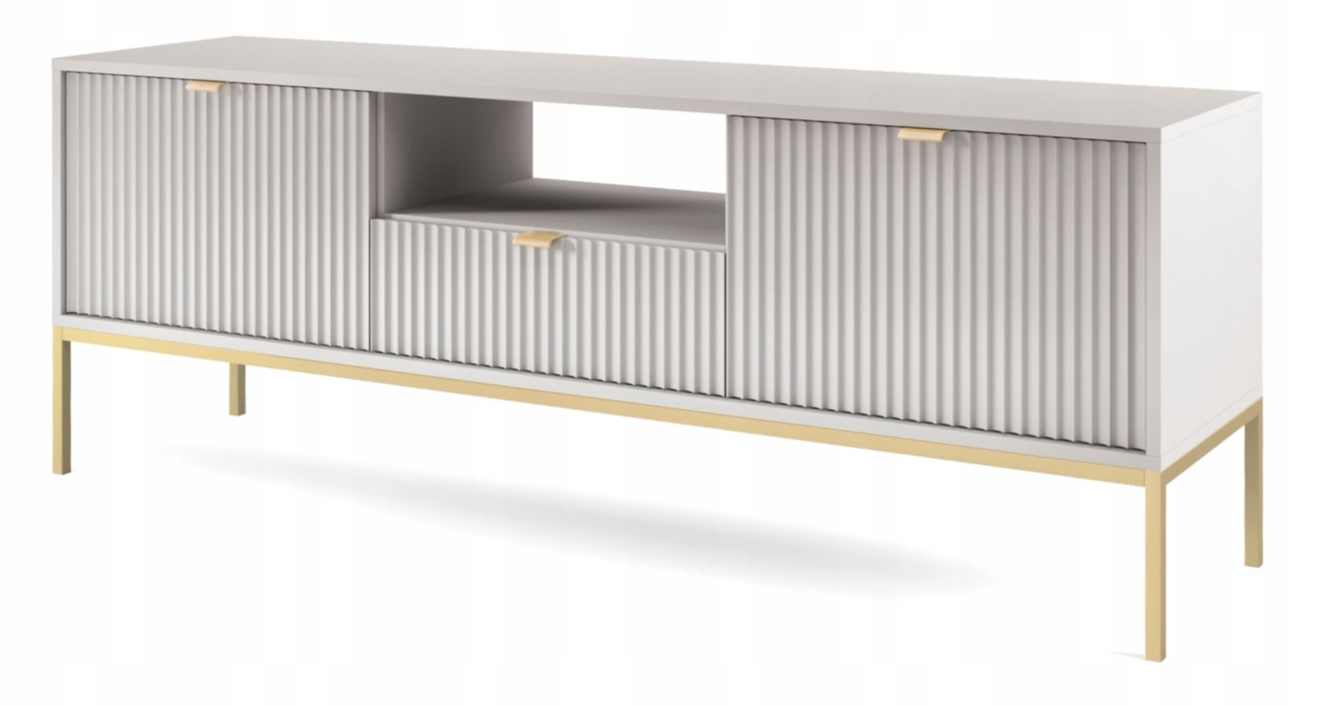Szafka Rtv Vellore 154 cm szara ze złotym stelażem