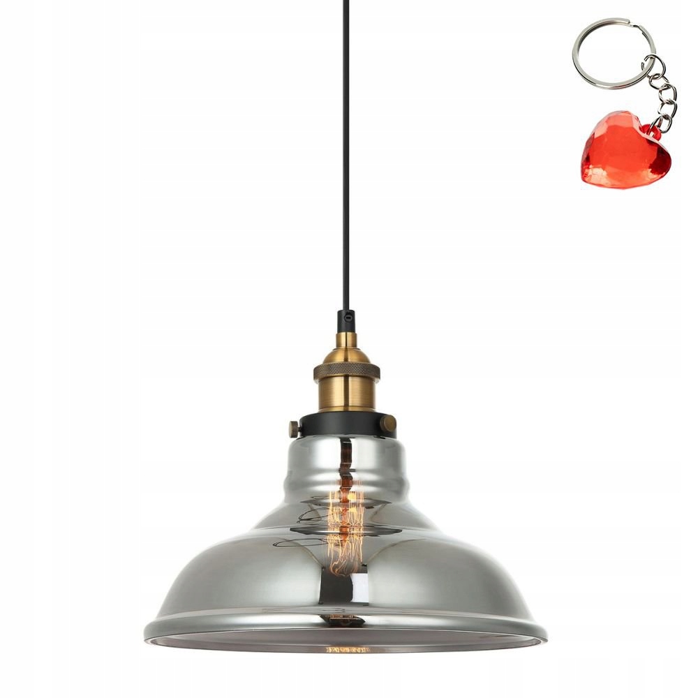 Szklana Lampa Wisząca Hubert Italux Zwis Dymiony