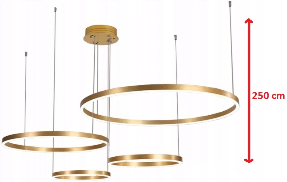 Lampa Led Ring Złota Lampa Wisząca 100/80/60/40CM Pilot
