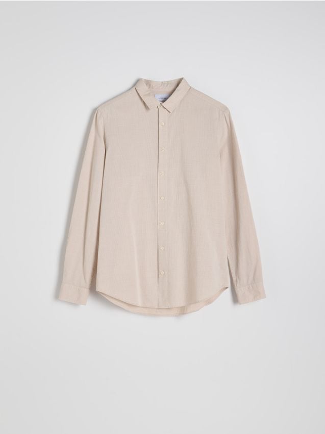 Reserved - Bawełniana koszula regular fit - beżowy
