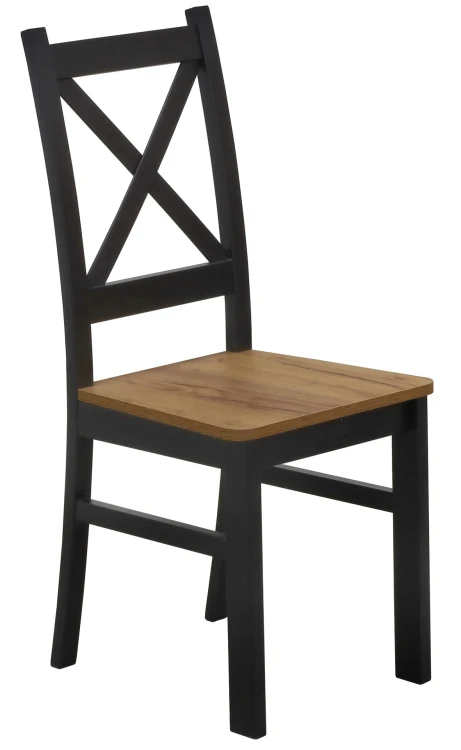 Krzesło krzyżak drewniane do jadalni Czarny/Dąb Craft