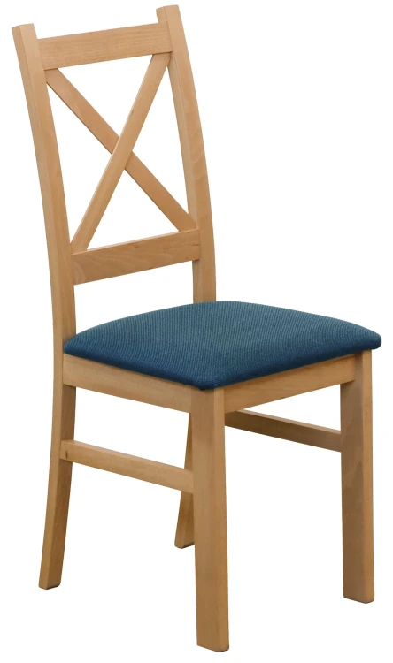 Krzesło krzyżak drewniane do jadalni Dąb Artisan/Turkus