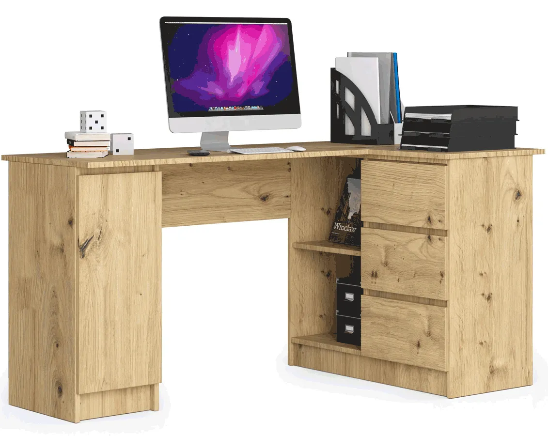 Elior Narożne prawostronne biurko z szufladami dąb artisan Z4-R15