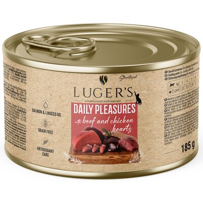 Karma dla kota LUGER'S Daily Pleasures Wołowina i Serca z kurczaka 185 g