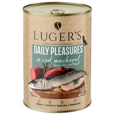 Karma dla psa LUGER'S Daily Pleasures z dorszem, makrelą, pomidorem i ryżem brązowym 400 g