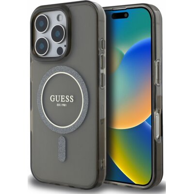 Etui GUESS IML Glitter Circle MagSafe do Apple iPhone 16 Pro Max Czarny