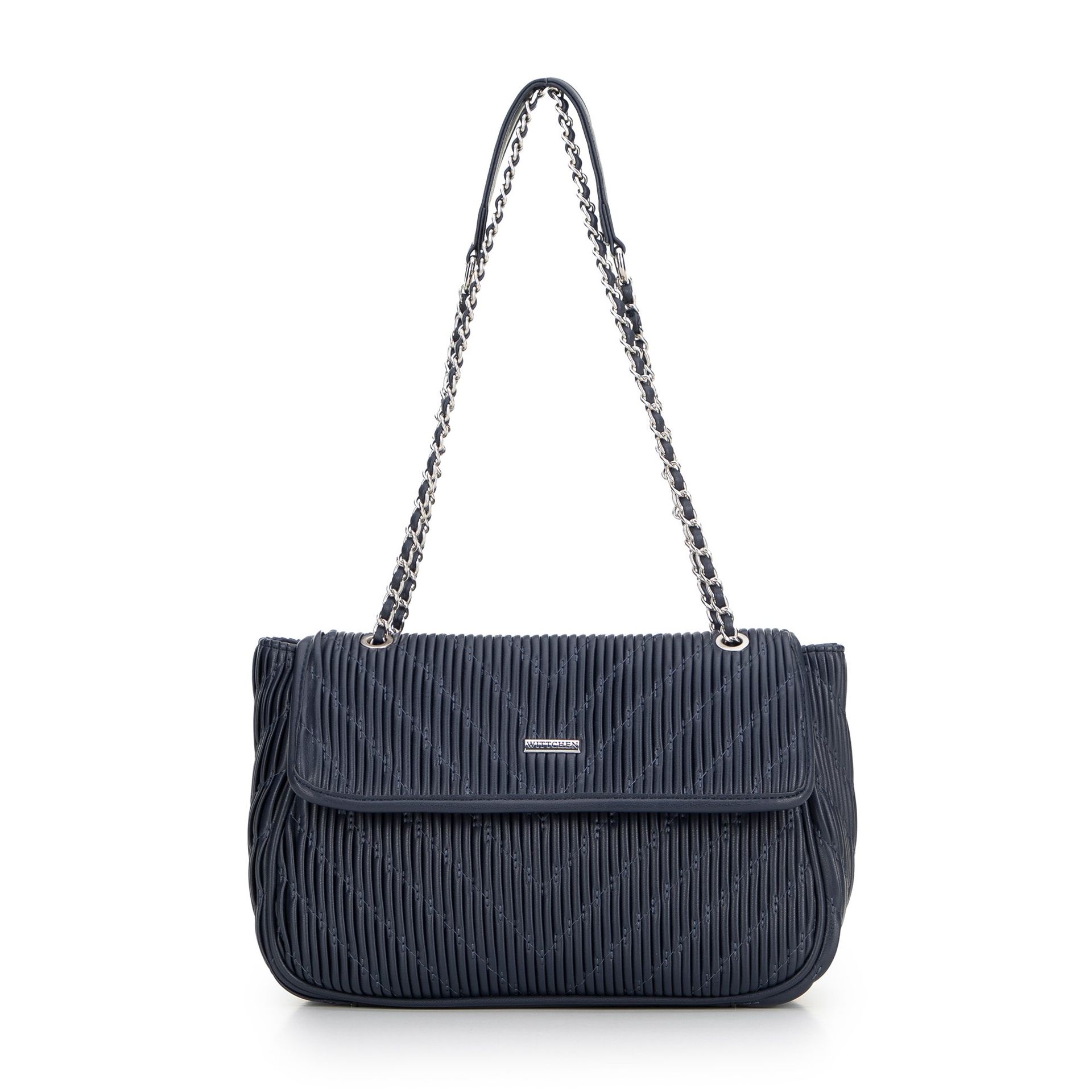 Crossbody z ekoskóry na łańcuszku granatowa