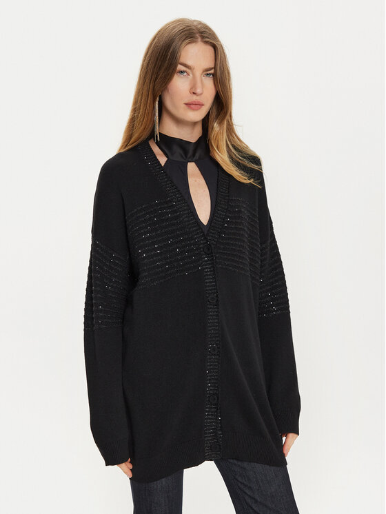TWINSET Kardigan 242TP3273 Czarny Loose Fit