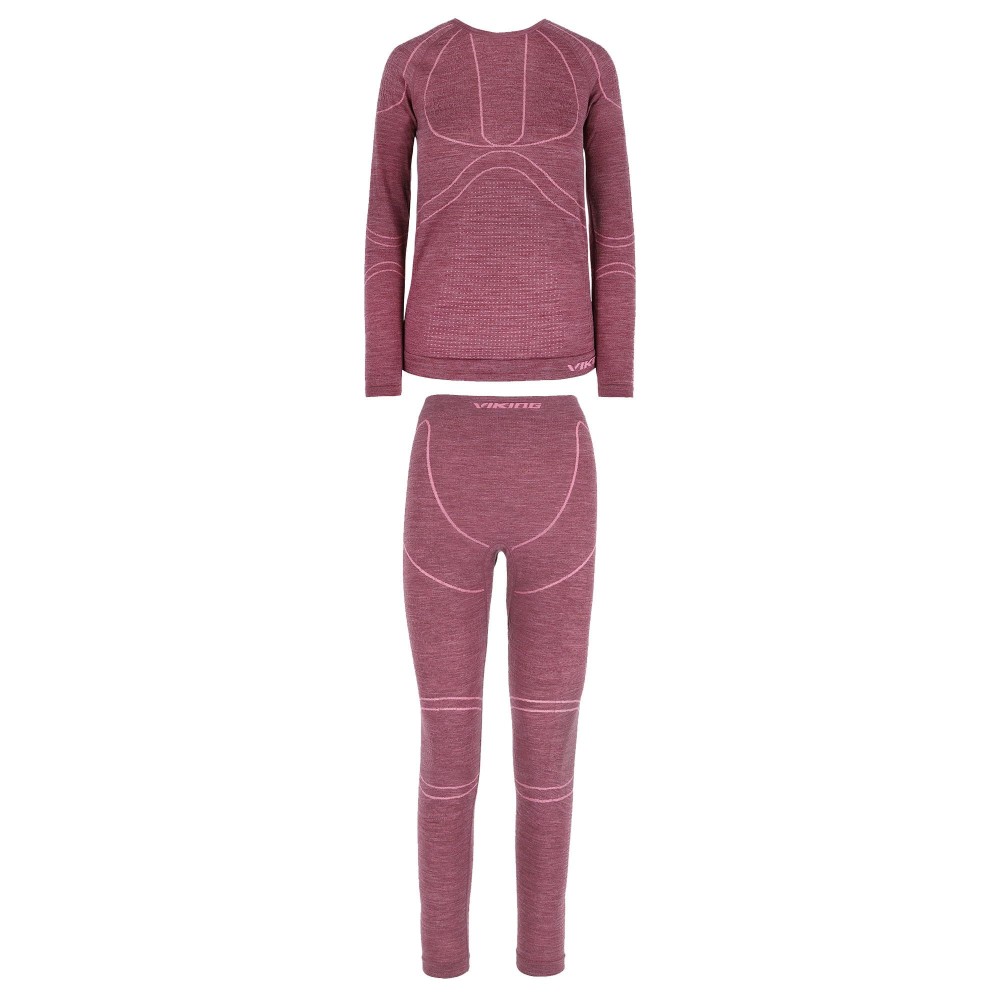 Komplet bielizny termoaktywnej damskiej Viking Lana Pro Merino 3840 różowy