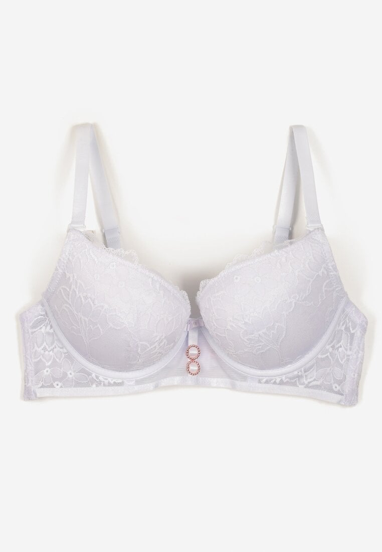 Biały Koronkowy Biustonosz Typu Push Up Temitia