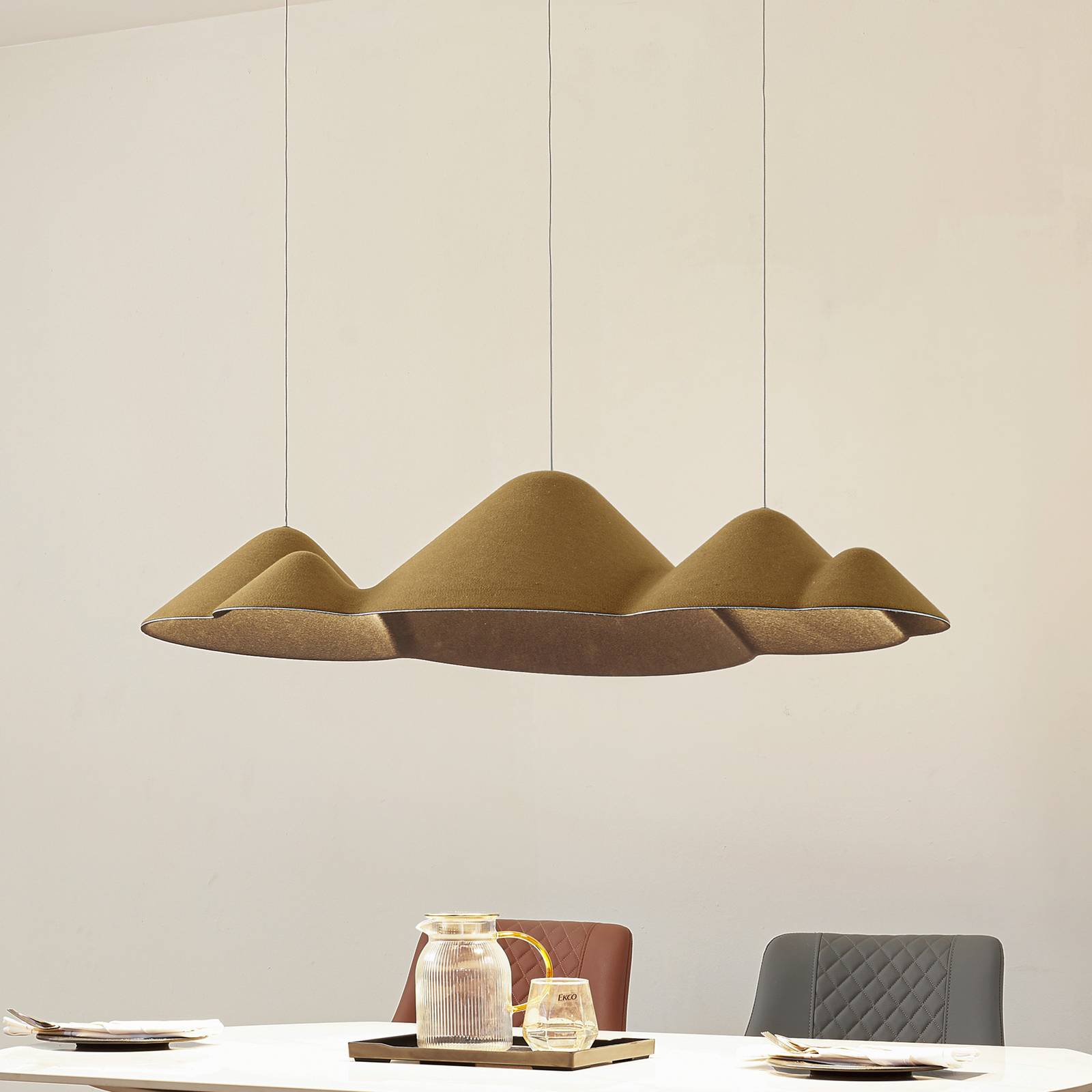 Lampa wisząca LED Lucande, oliwkowa, filc, 106 cm, ściemniana