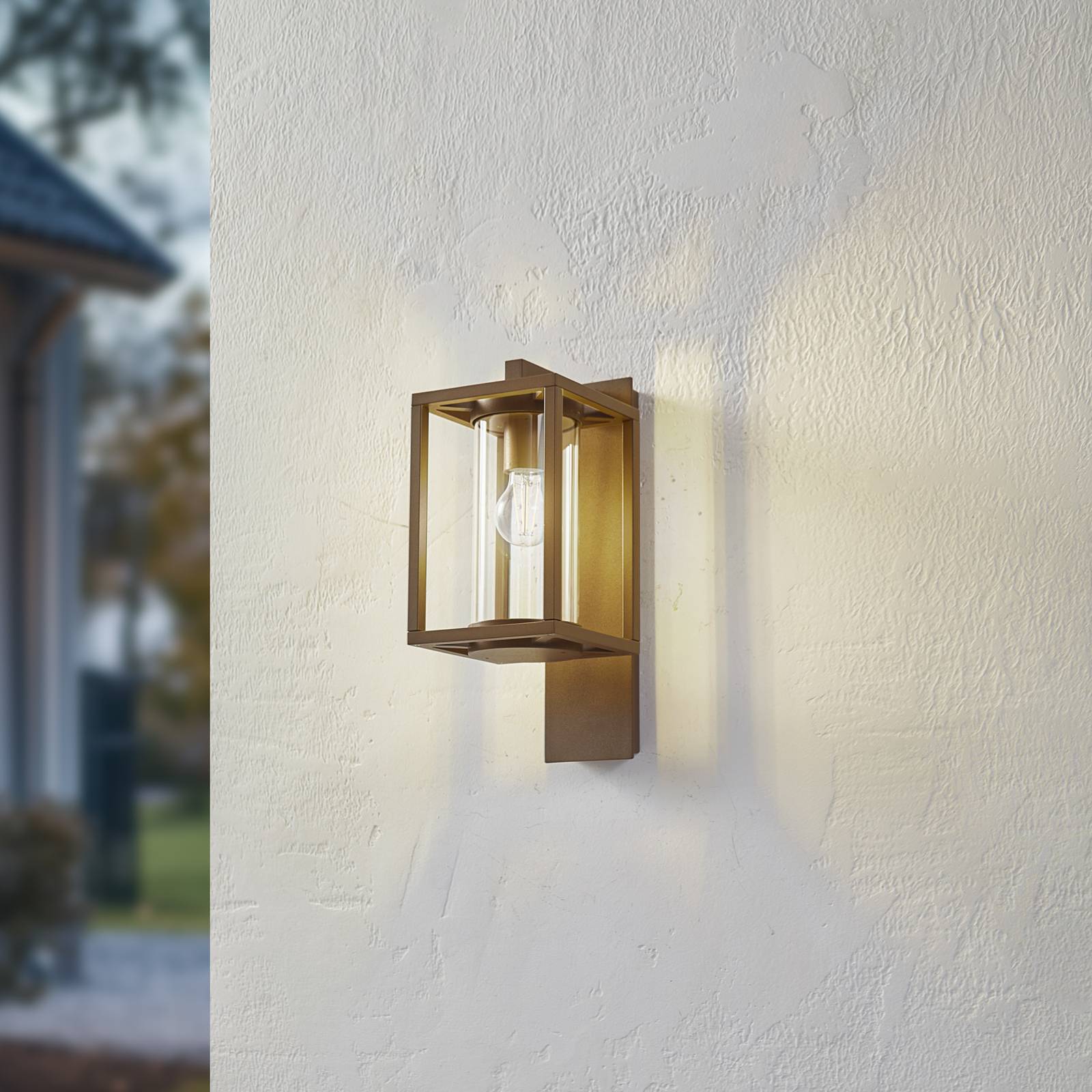 Lucande kinkiet zewnętrzny Ferda, lampa wisząca, brąz, szkło, IP44