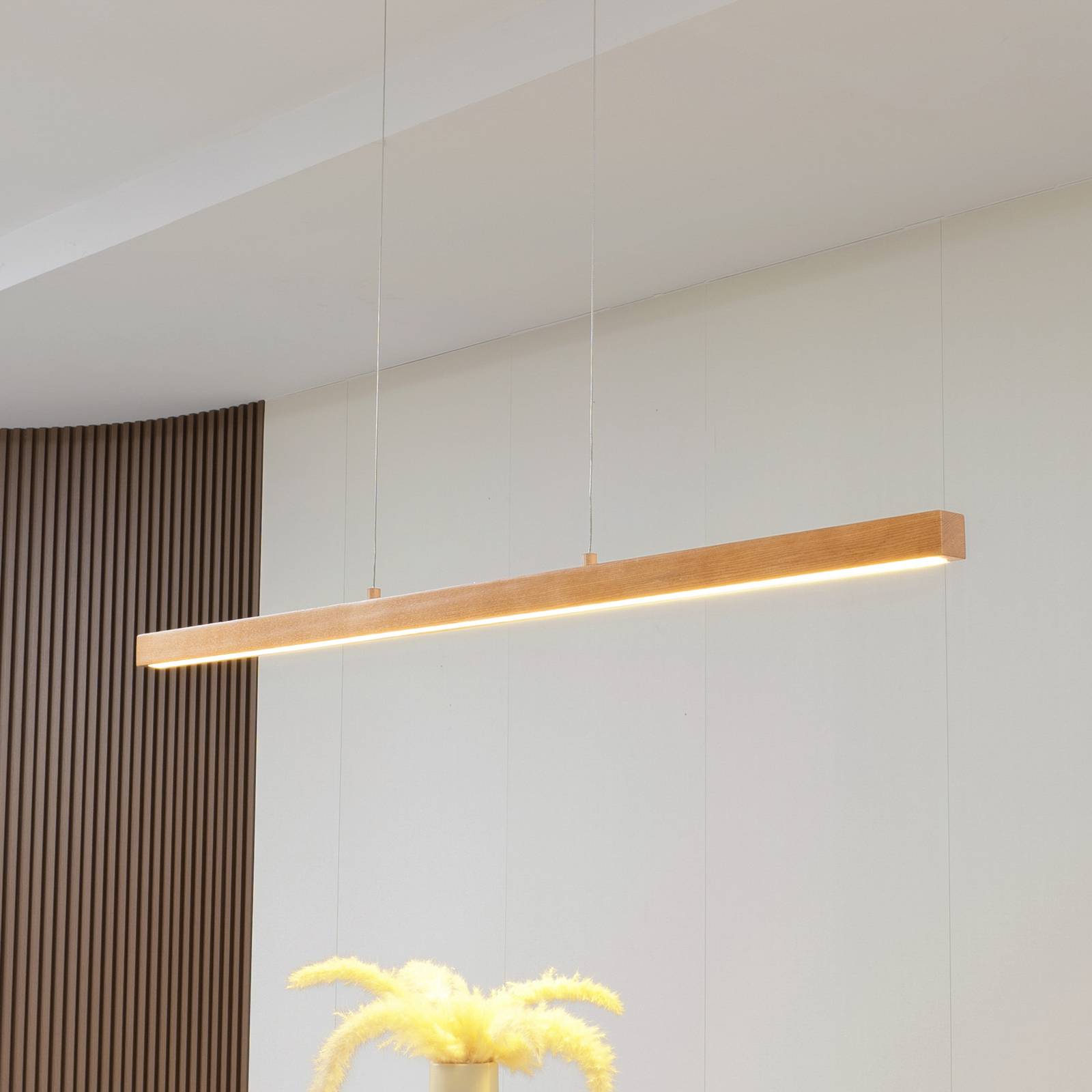 Lampa wisząca LED Lucande Nihalo, drewno, 12 cm, ściemniana, CCT