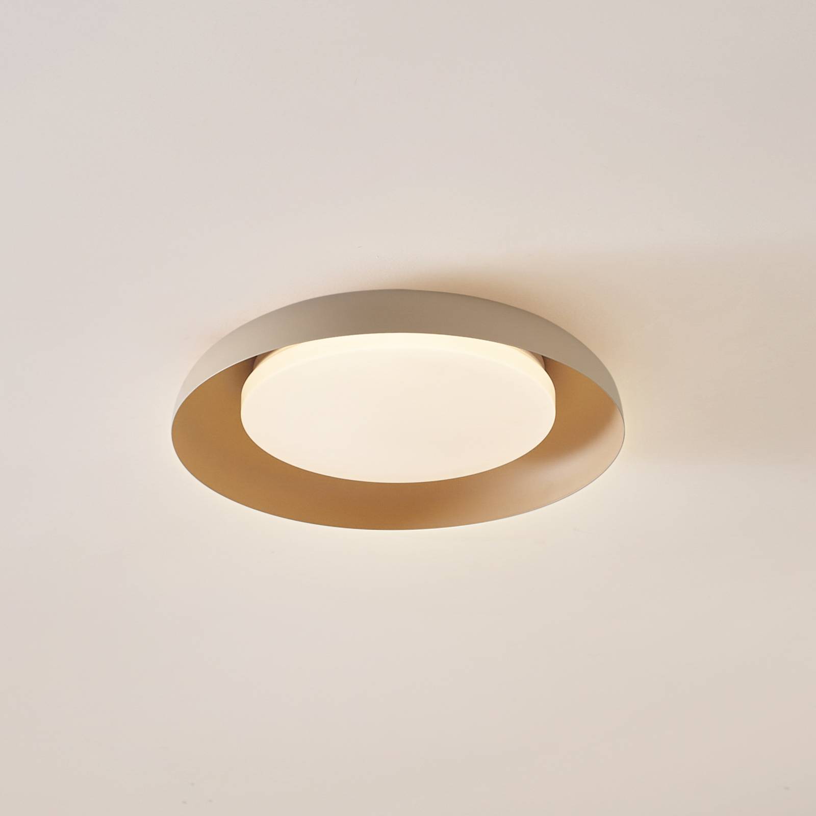 Lindby Lampa sufitowa LED Florie, beżowy, PC, Ø 40 cm
