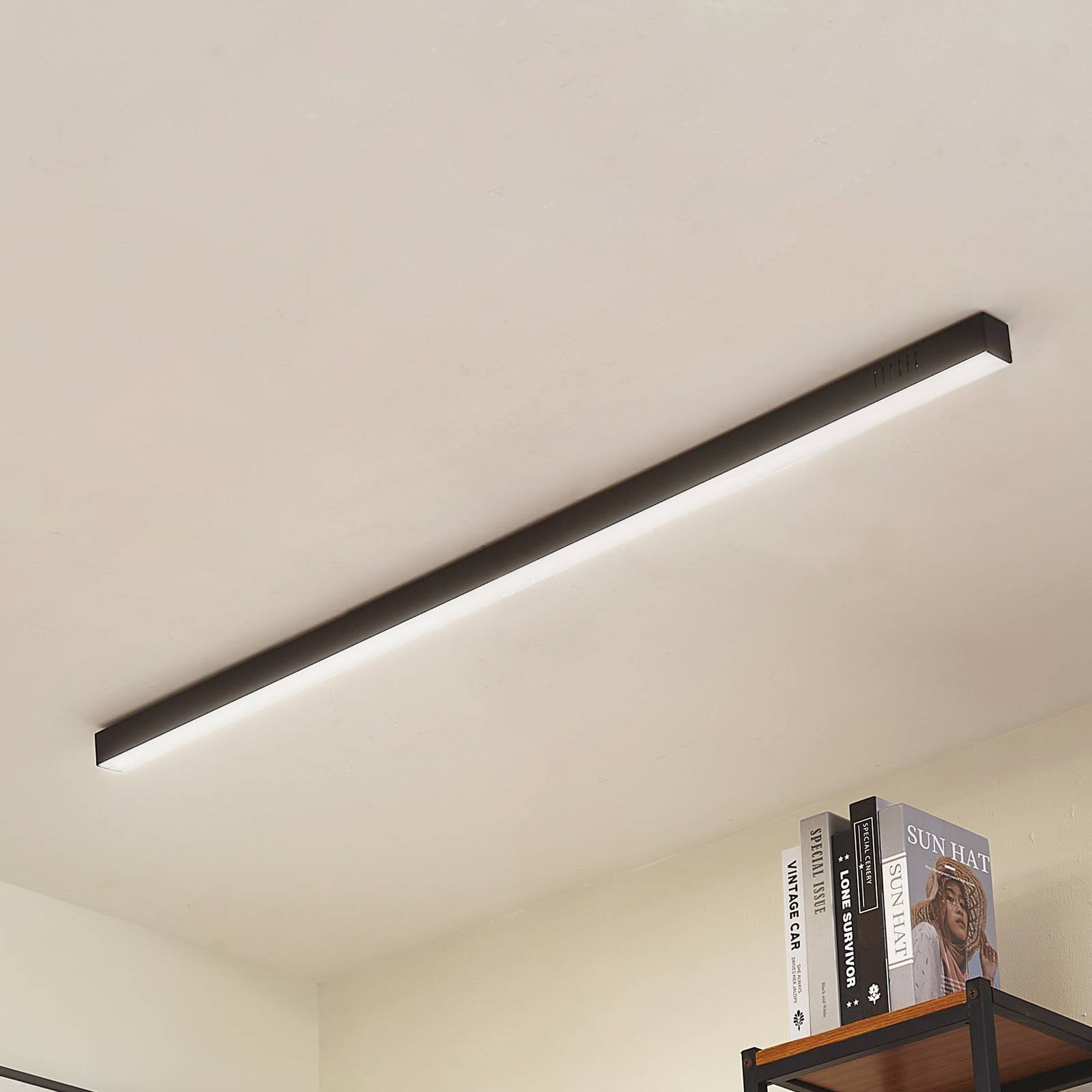 Lucande Lampa sufitowa LED Teniona, 132 cm, czarny, aluminium