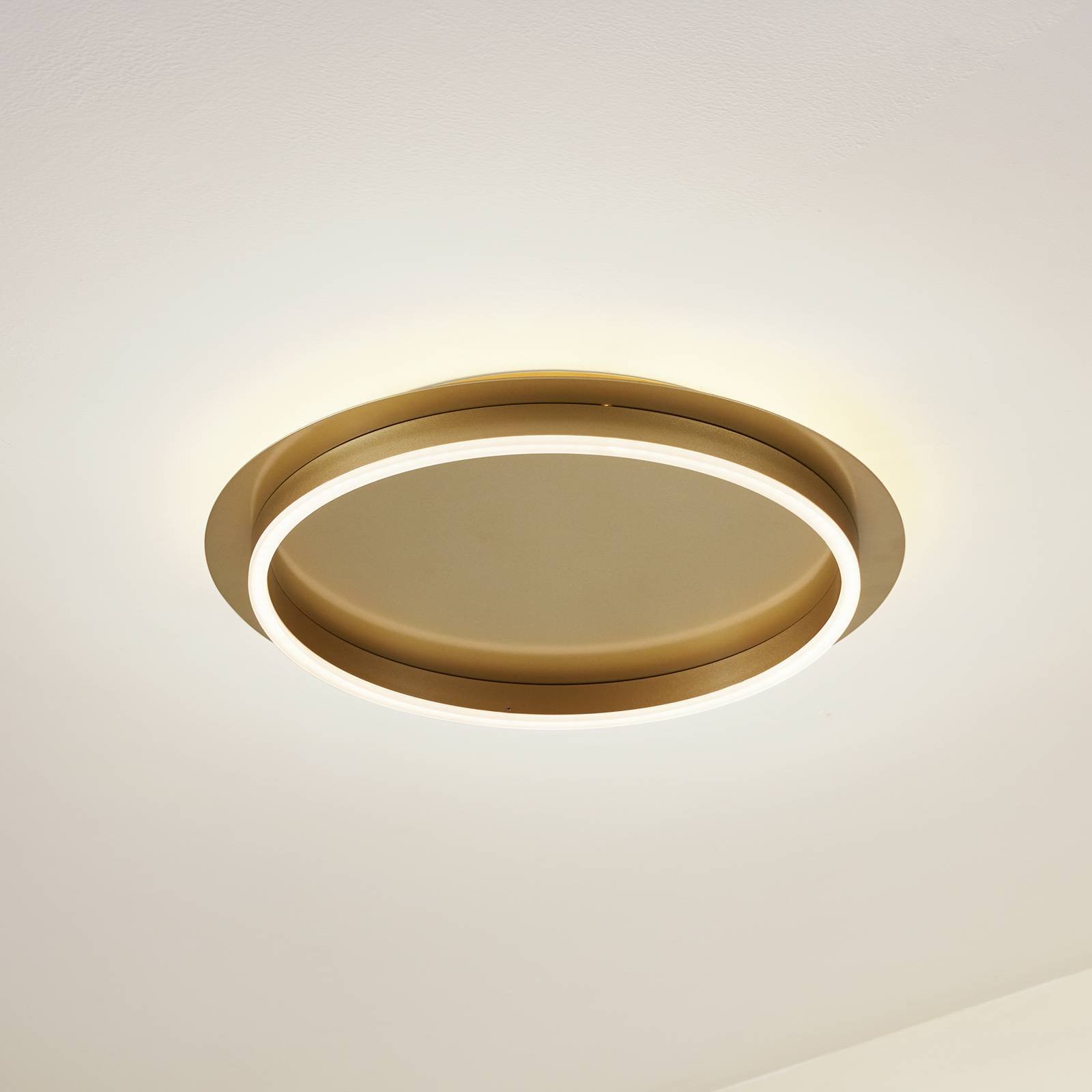 Lindby Lampa sufitowa LED Kunis, złota, tworzywo sztuczne, Ø 46 cm