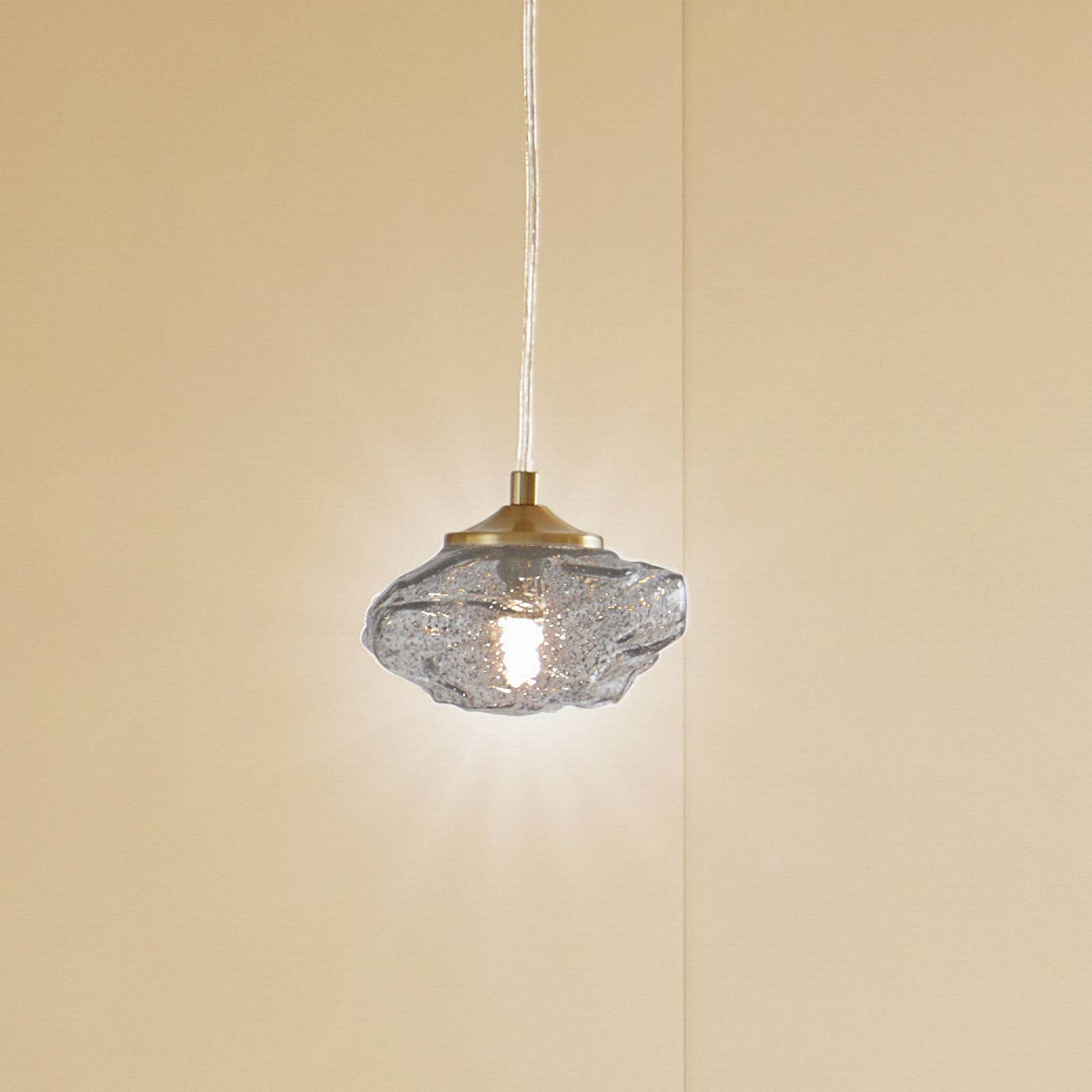 Lampa wisząca Lindby Piatra, dym/mosiądz, szkło, Ø 16 cm, G9